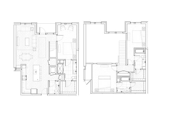 A black and white floor plan of a building with multiple rooms.