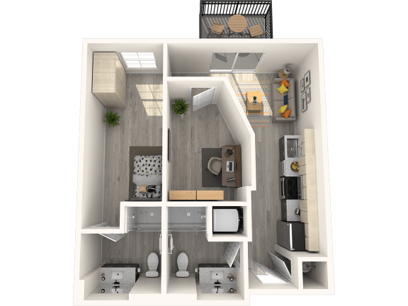 a 1 bedroom floor plan  apartments 670 sq ft