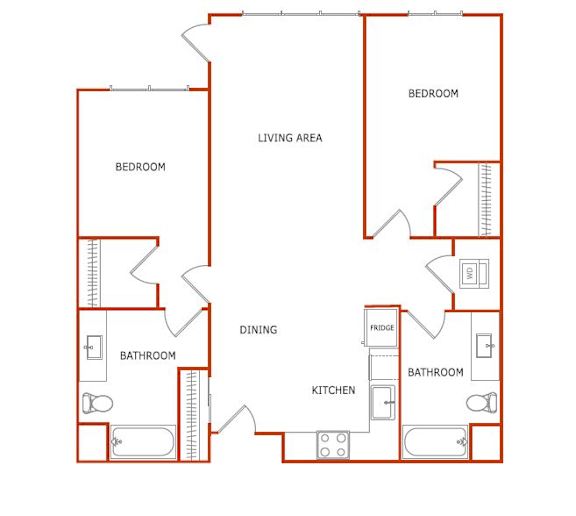 A floor plan of a house with labeled rooms.