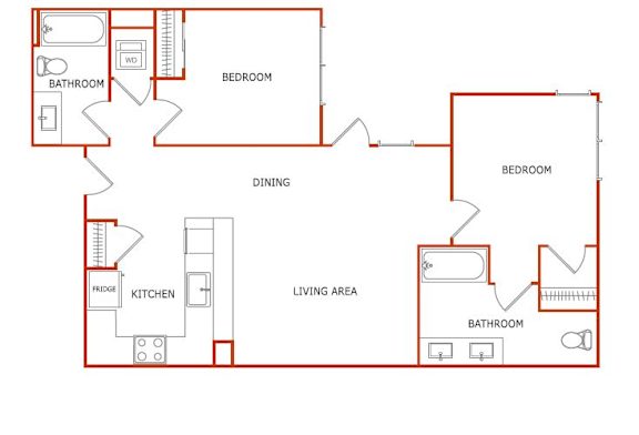 A floor plan of a house with labeled rooms.