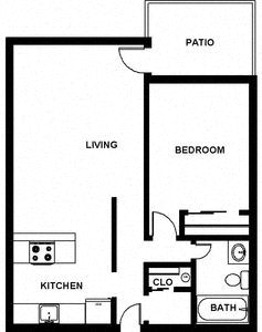 1 Bed, 1 Bath, 670 square feet floor plan Regular 2