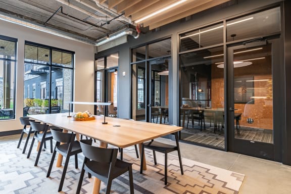 Conference table and coworking lounge