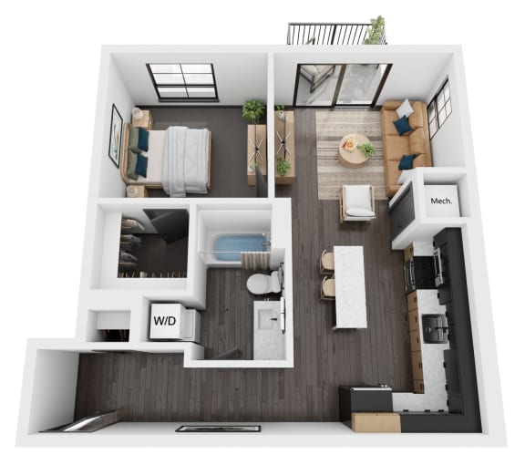 Floor Plan  a 1 bedroom floor plan with a bathroom and a living room
