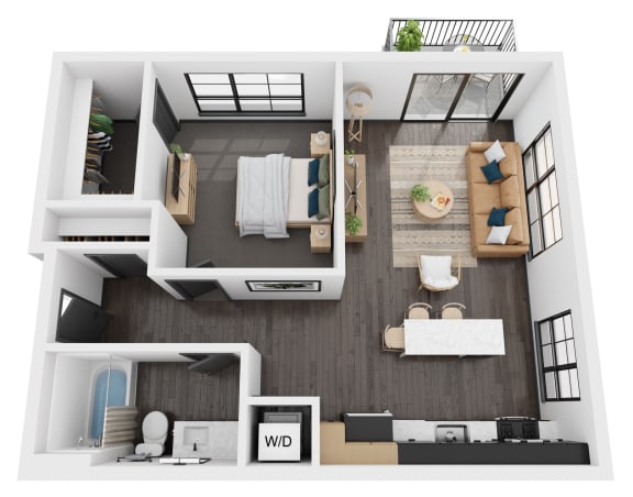Floor Plan  a 1 bedroom floor plan with a bathroom and a living room