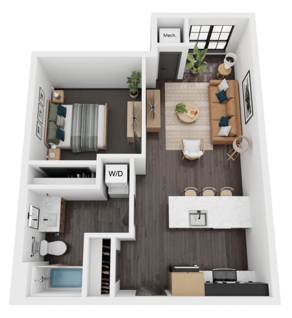 Floor Plan  a 1 bedroom floor plan with a bathroom and a living room