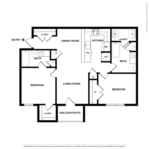 OakRidge_TN_Apartment_CentennialVillage_2 bedroom 2 bath 2D