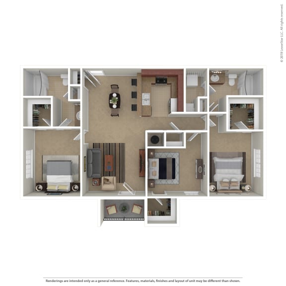 OakRidge_TN_Apartment_CentennialVillage_3 bedroom 2 bath 3D Furnished
