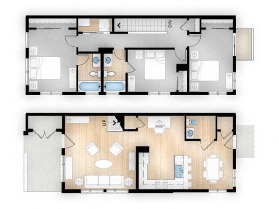 3 Bed 2 Bath 1400 square feet floor plan Cottonwood