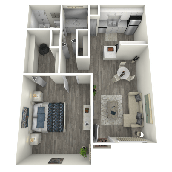 a 2 bedroom floor plan with a bathroom and a living room