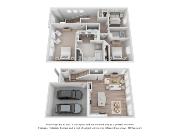 Floor Plan  a stylized floor plan of a 2 bedroom apartment