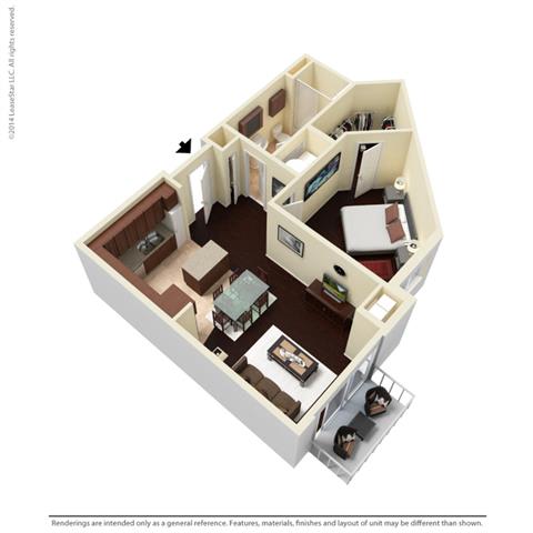 1 Bed - 1 Bath |781 sq ft A4 floorplan