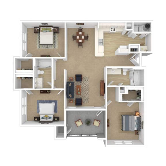 Floor Plan  3D render of a floor plan