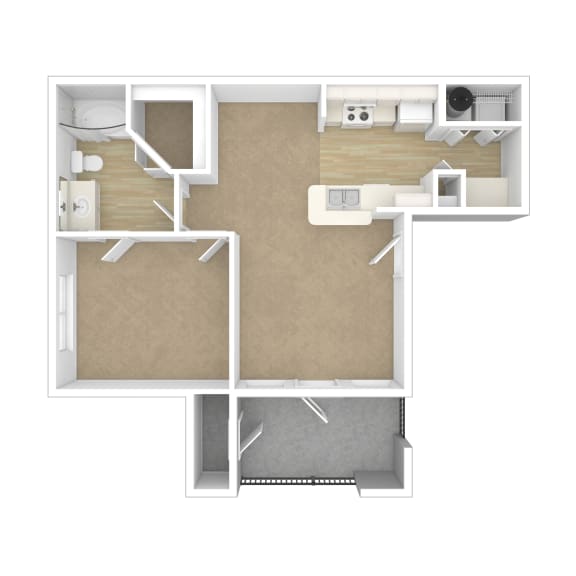 3D render of a floor plan