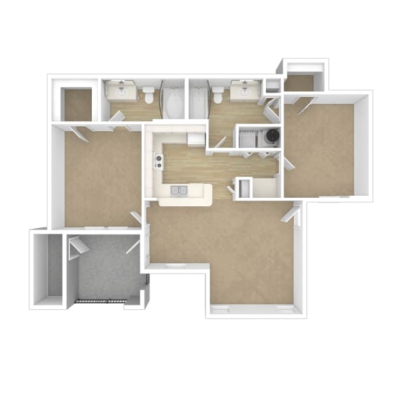 3D render of a floor plan