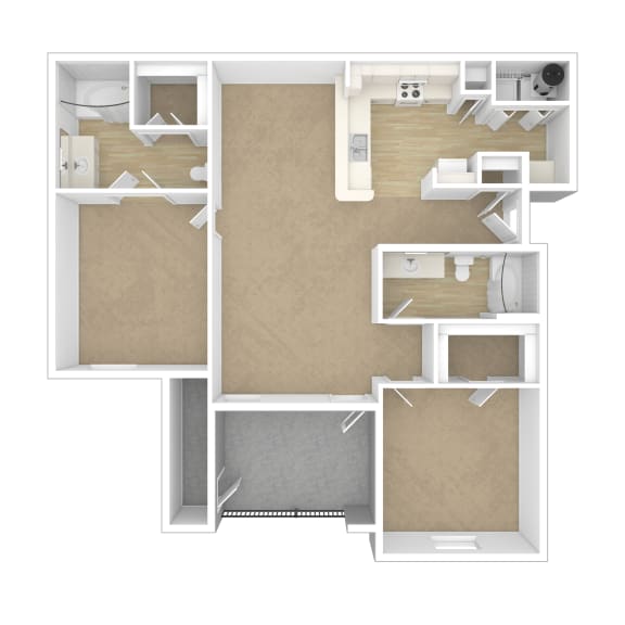 3D render of a floor plan