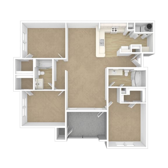 3D render of a floor plan