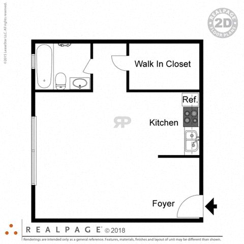 a floor plan for a small apartment with a walk in closet