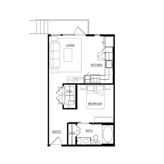 A black and white floor plan of a house with labeled rooms.