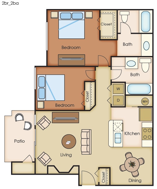 2 Bedroom 2 Bathroom Floorplan