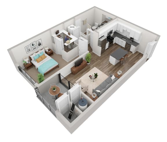 Enova A4 1 Bedroom 734 sf floor plan