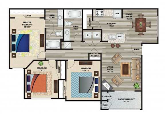 A detailed floor plan of a house layout with labeled rooms and dimensions.