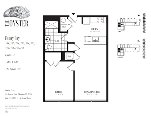 A floor plan for an apartment complex called Oyster Fanny Bay.