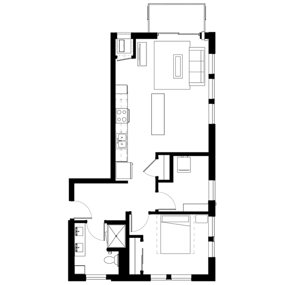 A black and white floor plan of a house with multiple rooms.