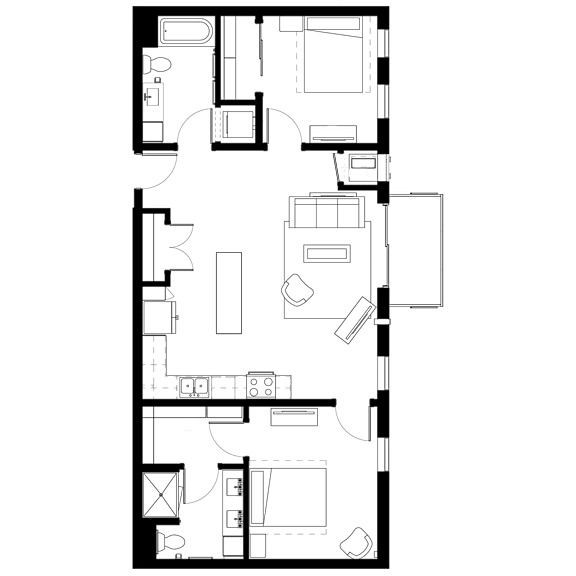 A black and white floor plan of a house with multiple rooms.