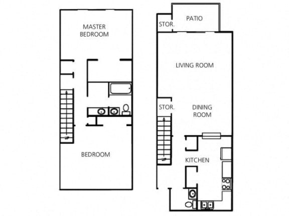 2 Bed - 1.5 Bath |1400 sq ft floorplan