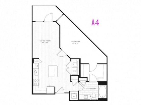 A4 1 Bed 1 Bath 754 square feet floor plan