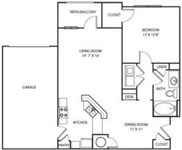 1 Bed 1 Bath, 880 square feet floor plan The Tennessee