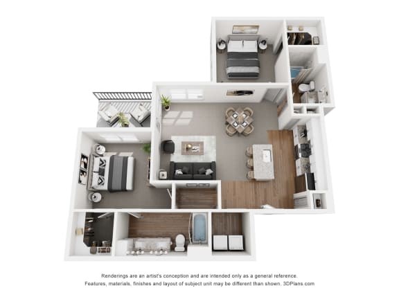 a 3d floor plan of a 2100 sq ft house