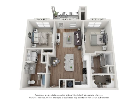 a 3 bedroom floor plan with a bedroom and a living room