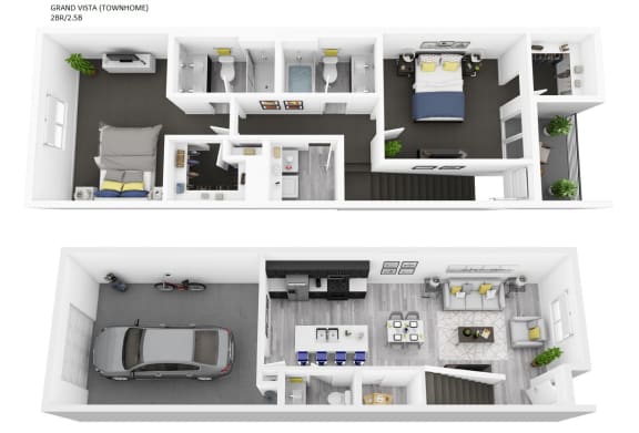 Grand Vista Townhome 2BR 2_5B 3D Floor Plan