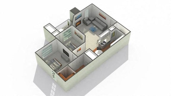 an illustration of a 3d floor plan of a house