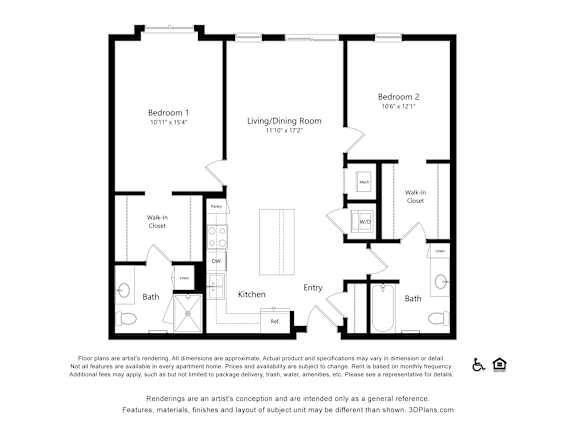 A black and white drawing of a floor plan for an apartment.
