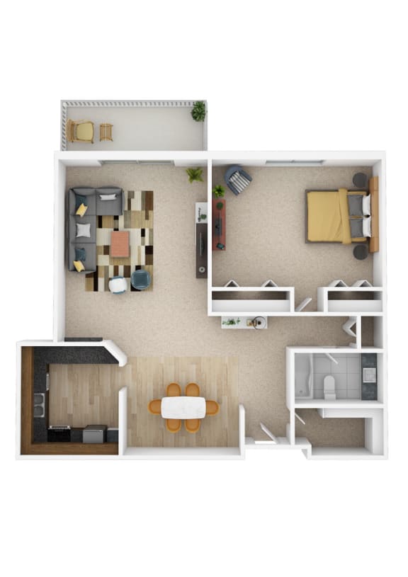  Floor Plan Laurel West | One Bed B
