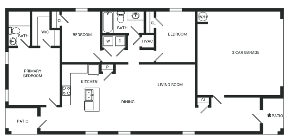 A black and white image of a house floor plan.