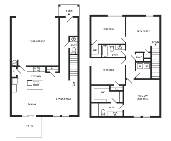 A black and white image of a house floor plan.