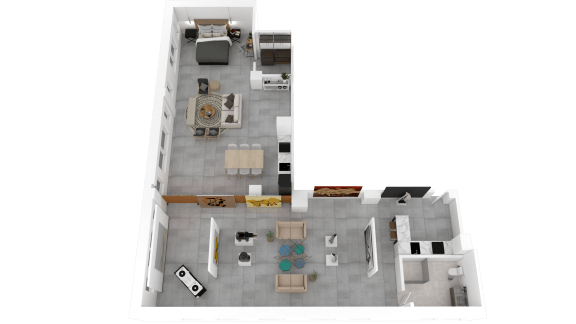 a 3d floor plan of a house