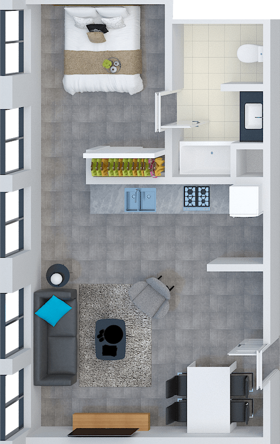 a floor plan of a studio apartment