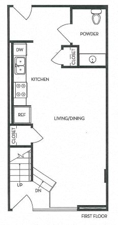 1st Floor 1 Bed 1 Bath 787 square feet floor plan Loft 2