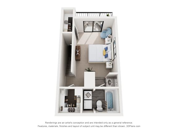 Apartments in Houston, TX for Rent &#x2013; Magnolia Terrace &#x2013; 1 Bed, 1.5 Bath, 811 sq. ft. Begnoia Second Floor