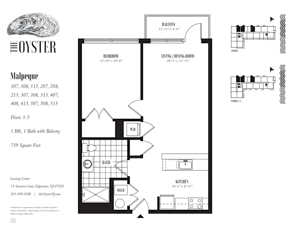 A floor plan for an apartment with a balcony and a kitchen.