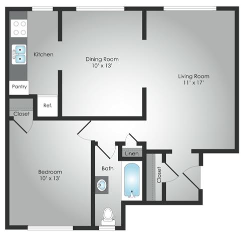 a blueprint of a floor plan with a bedroom and a living room