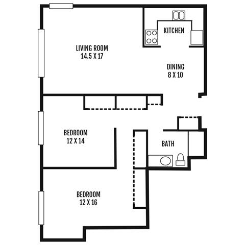 Floor Plan  Renovated - Two Bedroom