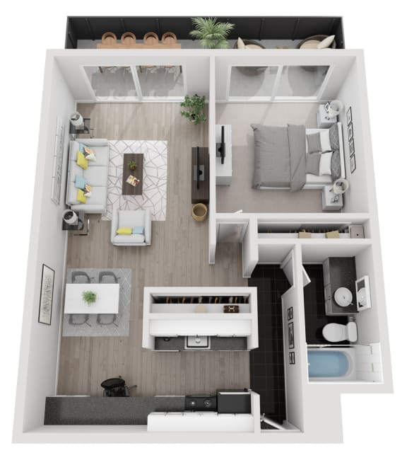 a floor plan of a 1 bedroom apartment at the crossings at white marsh apartments in white marsh