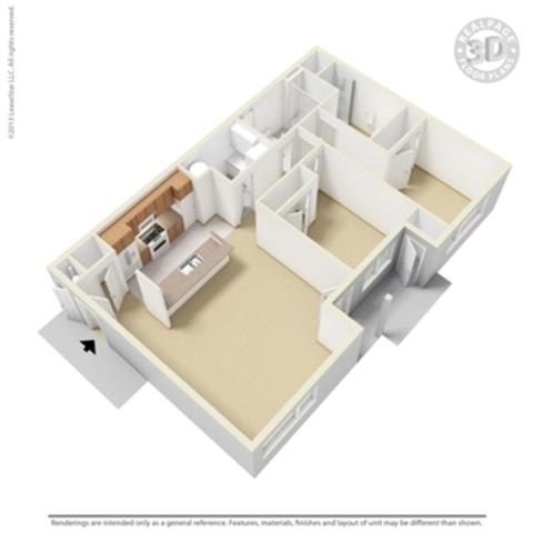 2 Bed - 2 Bath, 1015 sq ft, A3 floor plan