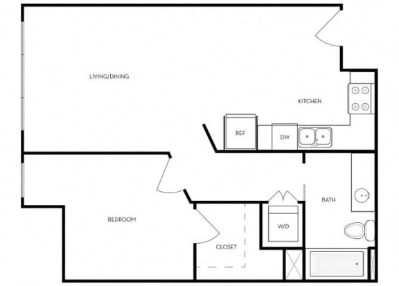 1 bed 1 Bath 657 square feet floor plan B3