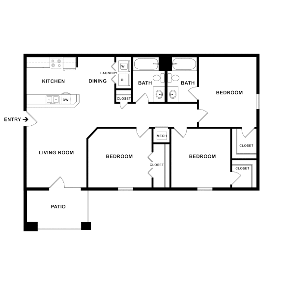 Sevierville_TN_Apartment_OverlookatAllensville_3 bedroom 2 bath 2D